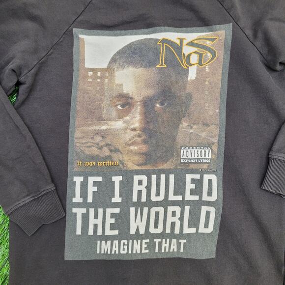 Nas Hip-Hop Sweatshirt Womens XS 18x25 Faded Black Baggy Illmatic - Picture 12 of 14